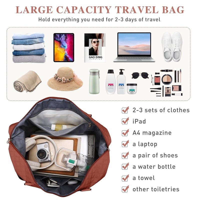 Travel Duffle Bag Weekender Bags for Women with Shoe Compartment Carry on Overni5