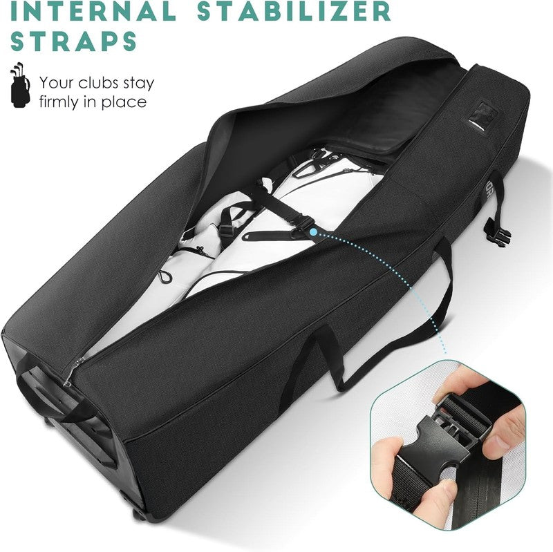 Golf Travel Bag w Wheels Soft Sided 900D Oxford Padded Club Protection Universal5