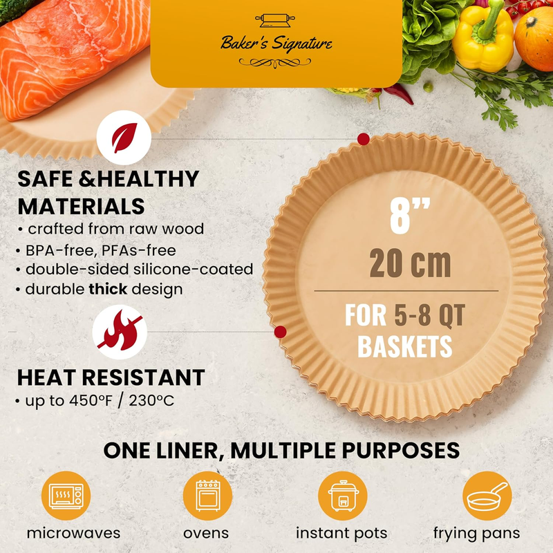 125 Air Fryer Liners 8 Inch Round Ninja 5 8 Qt Non Stick Oil Proof2