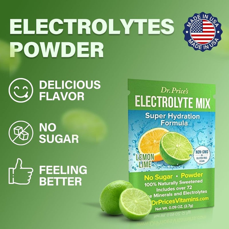 Dr. Price’s Electrolyte Mix, Sugar-Free Lemon Lime Powder Packets, 30 Ct2