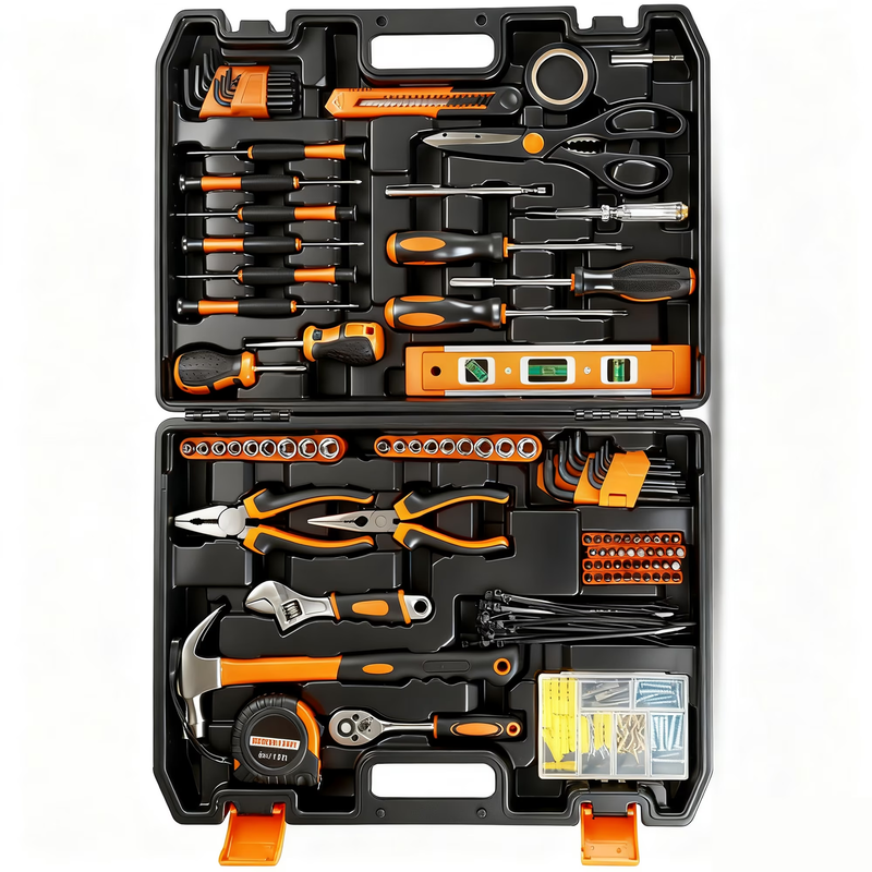 242-Pc Tool Set with Toolbox Basic Household Mechanic Hand Tool Kit for Home0