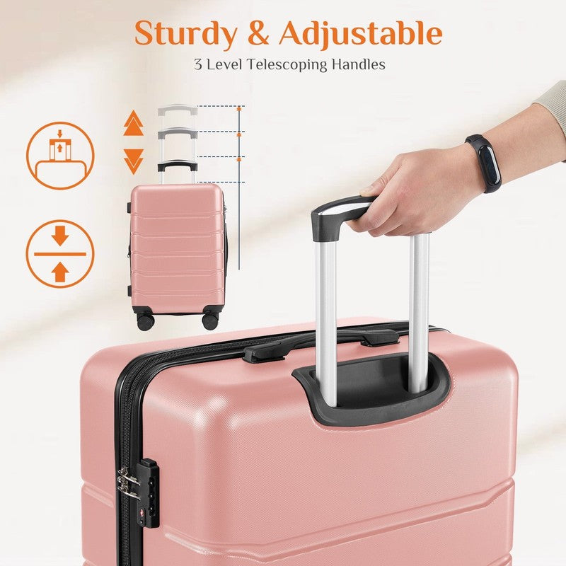 3-Piece Hard Shell Luggage Set ABS Expandable Spinner TSA Lock Pink6