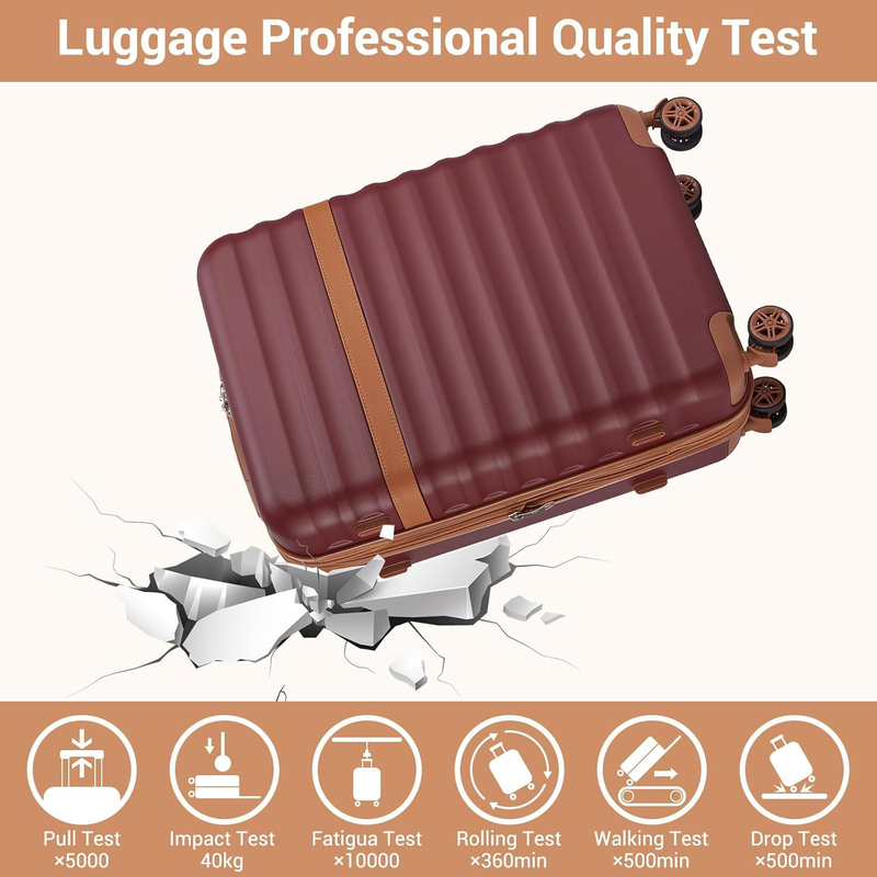 28 Inch Expandable Hardside Luggage ABS PC TSA Lock Suitcase Burgundy2