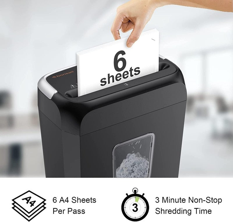 Compact 6-Sheet Crosscut Paper Shredder with 3.4 Gal Wastebasket - C237-B1