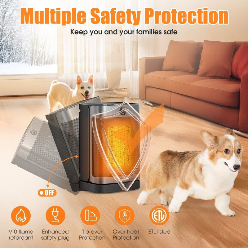 1500W Portable Space Heater w/ Remote, Oscillating, Timer, for Home/Office3