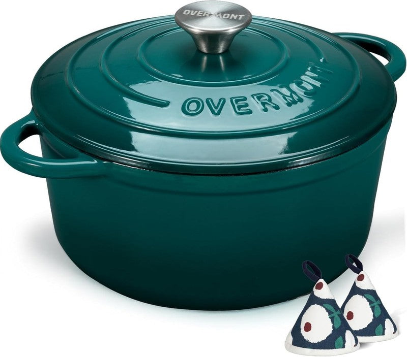 5.5QT Cast Iron Dutch Oven w/ Lid Sourdough Baking Bottle Green7