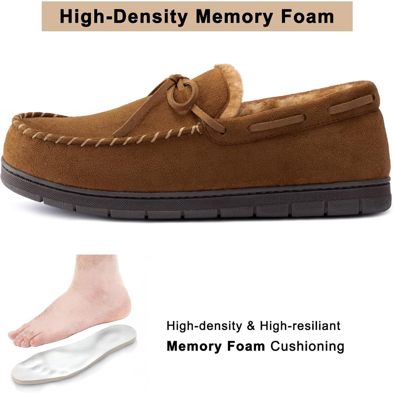 Mens Luke Moccasin Slippers Memory Foam House Shoes Indoor Outdoor4