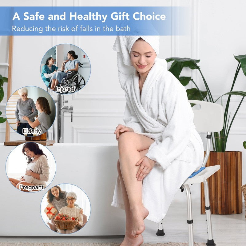 Adjustable Shower Chair with Backrest & EVA Seat for Seniors Elderly4