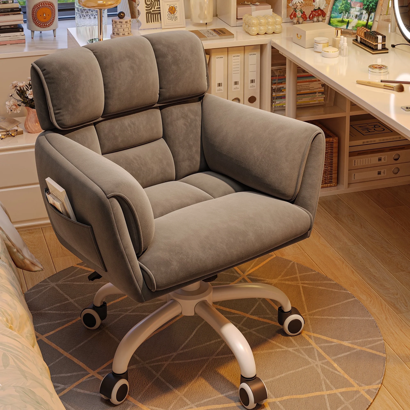Adjustable Office Chair with Wheels, Soft Touch Upholstered Desk Chair with Side8