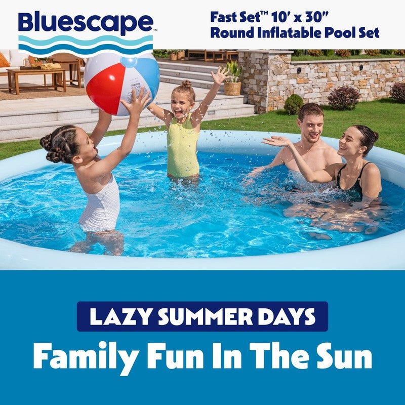 Fast Set 10’ X 30” round Inflatable Soft Sided above Ground Pool Set8