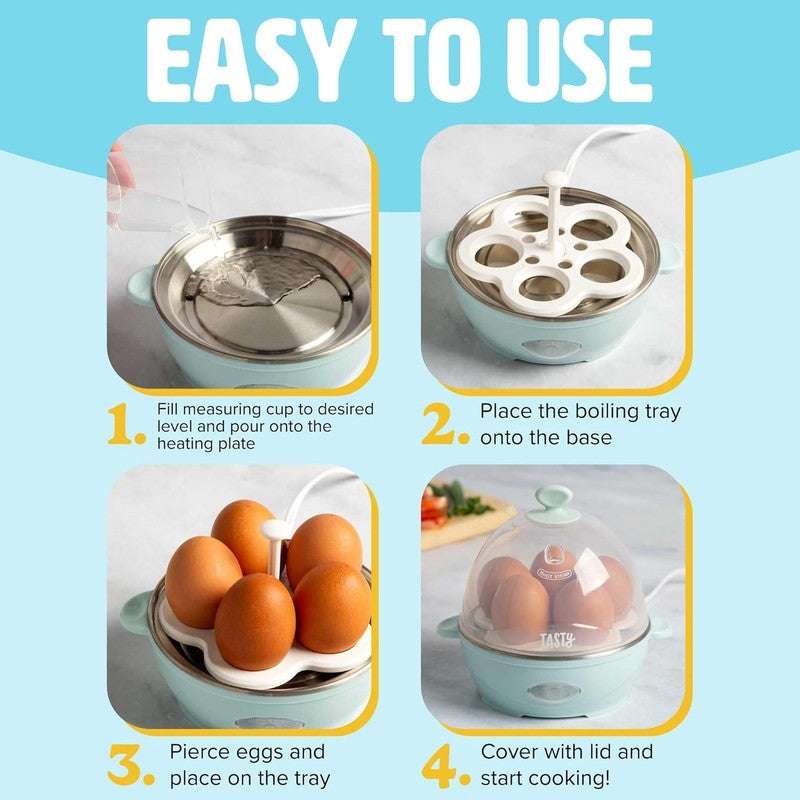 Mini Rapid Egg Cooker 5 Egg Capacity, Auto Shut Off, Aqua Color5