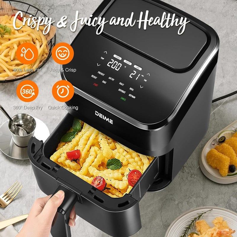 4.5Qt Small Air Fryer Digital Compact Nonstick Dishwasher Safe Toast Rack Black2