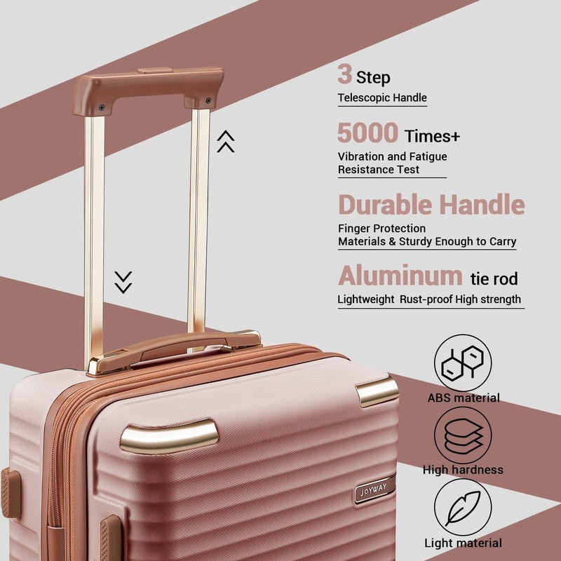 3 Piece Carry On Luggage Set with Swivel TSA Lock and Leather Carry Bag2