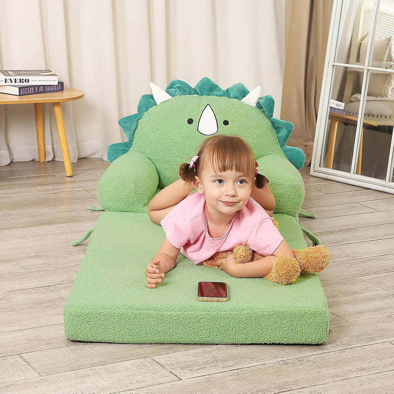 Kids Sherpa Sofa w/ Tri Layer Foam Cushions, Comfy Seating for Toddlers, Green5