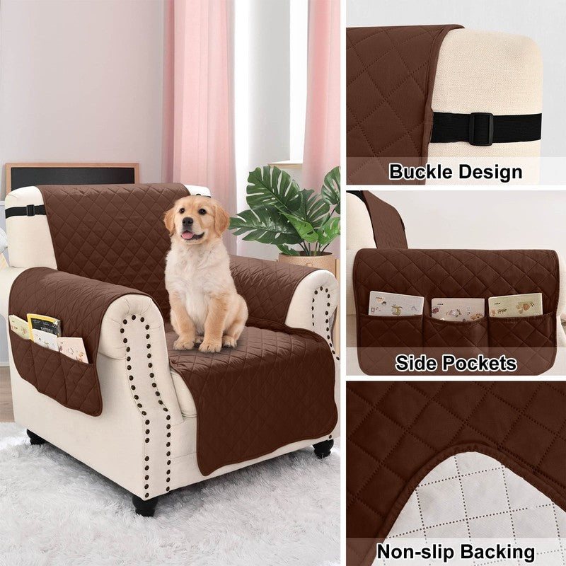 Reversible Recliner Chair Cover Coffee 25" Washable Slipcover for Pets & Kids6