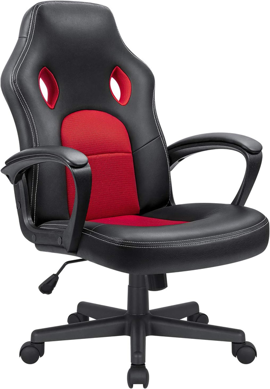 Ergonomic High Back Leather Gaming Chair   Adjustable Executive Office Seat, Red0