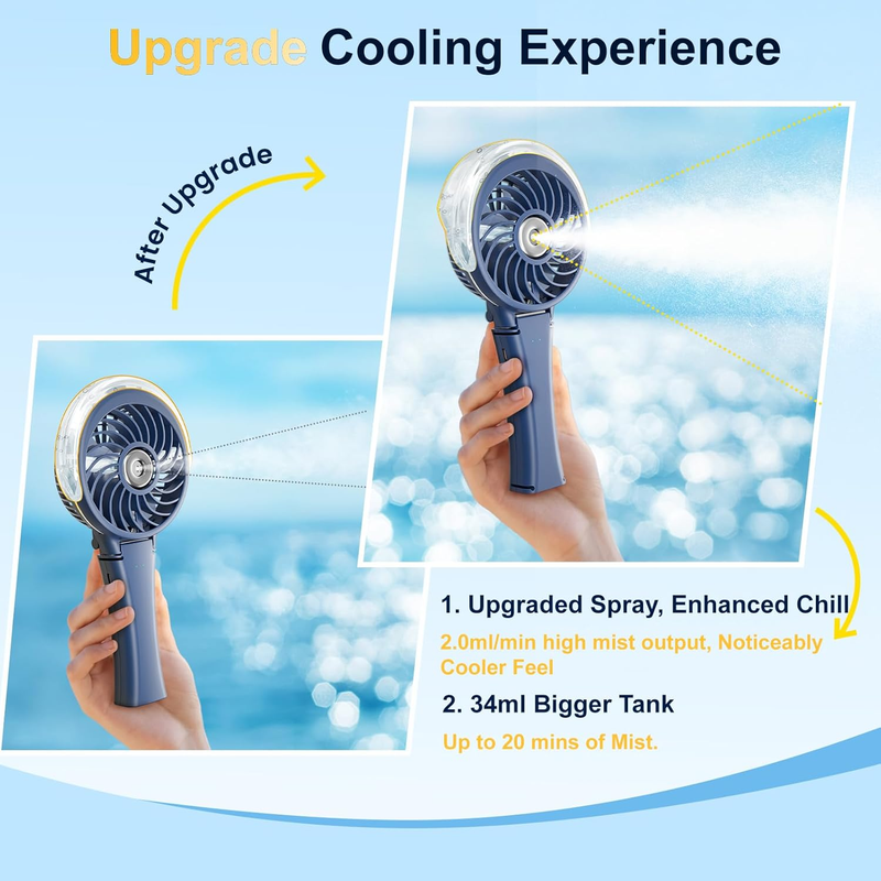 Portable Handheld Misting Fan USB Rechargeable Mini Cooling Royal Blue1