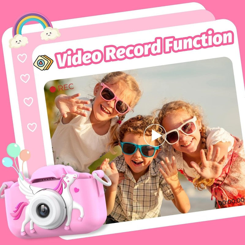 Kids Selfie Digital Camera Toy w/ Protective Cover 32GB SD Card Ages 3 94