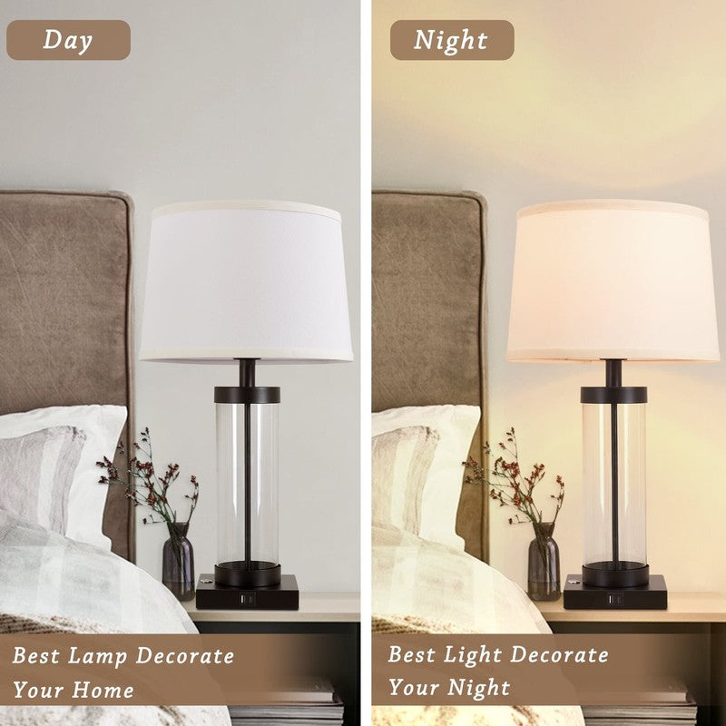 Modern Glass Table Lamps with USB Ports, Touch Dimmable, Set of 22