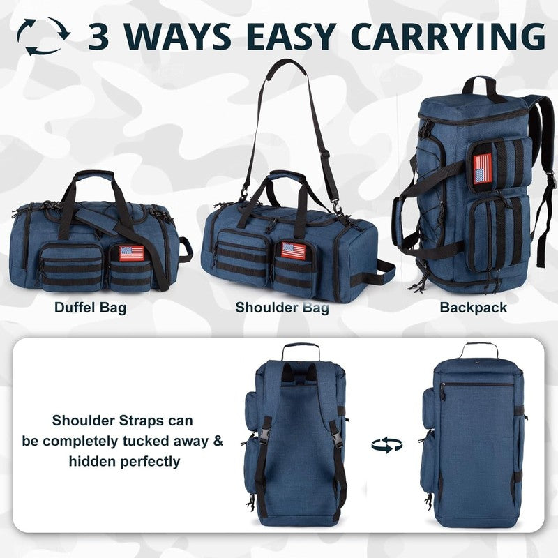 50L Tactical 3in1 Gym Duffle Backpack Travel Weekender Shoe Pocket Wet Bag4