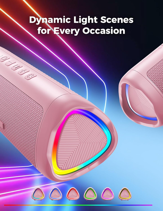 Bluetooth Speaker 20W HD Sound Portable Waterproof Outdoor Speaker Pink2