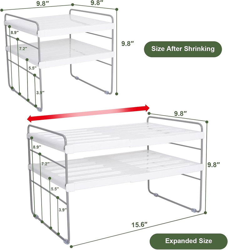 2 Pack Expandable Kitchen Wrap Organizer Rack, Height & Width Adjustable Aluminu4