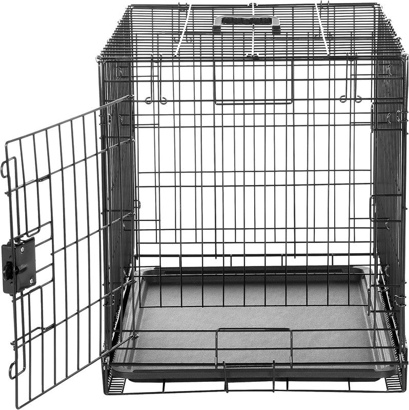 Foldable Metal Wire Dog Crate w/ Tray Single Door 30x19x21 Travel Black2