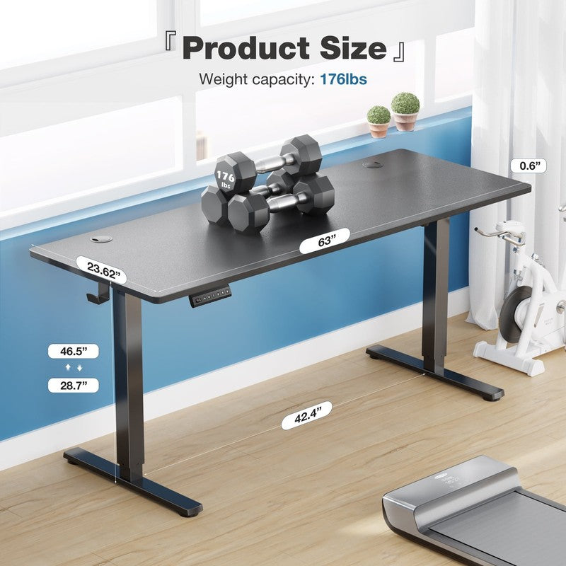 63x24in Electric Height Adjustable Standing Desk Ergonomic Memory Black4