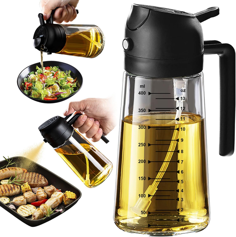 16Oz/470Ml Glass Olive Oil Sprayer for Cooking – 2 in 1 Olive Oil Dispenser Bott7