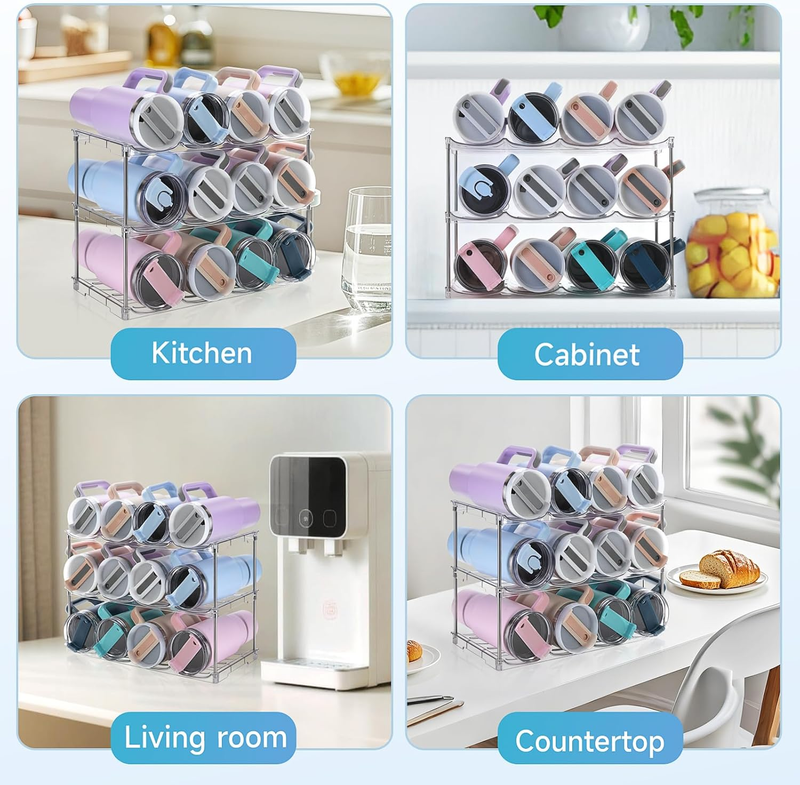 Stanley Cup 40oz Water Bottle Organizer Rack Stackable 3 Pack Holder5