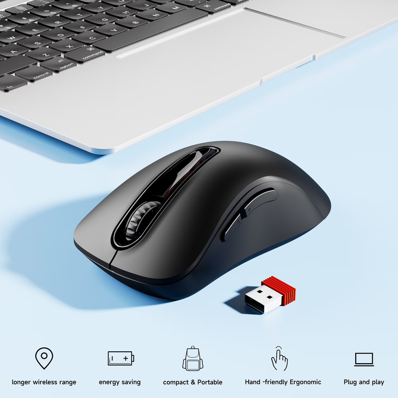 2.4GHz Wireless Mouse 1200 DPI 5 Button USB Receiver PC Laptop Black Pearl1