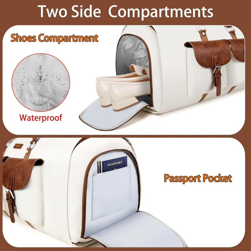 Garment Duffle Bag Travel Convertible Carry On Weekender w/ Shoe Pouch 3Pcs3