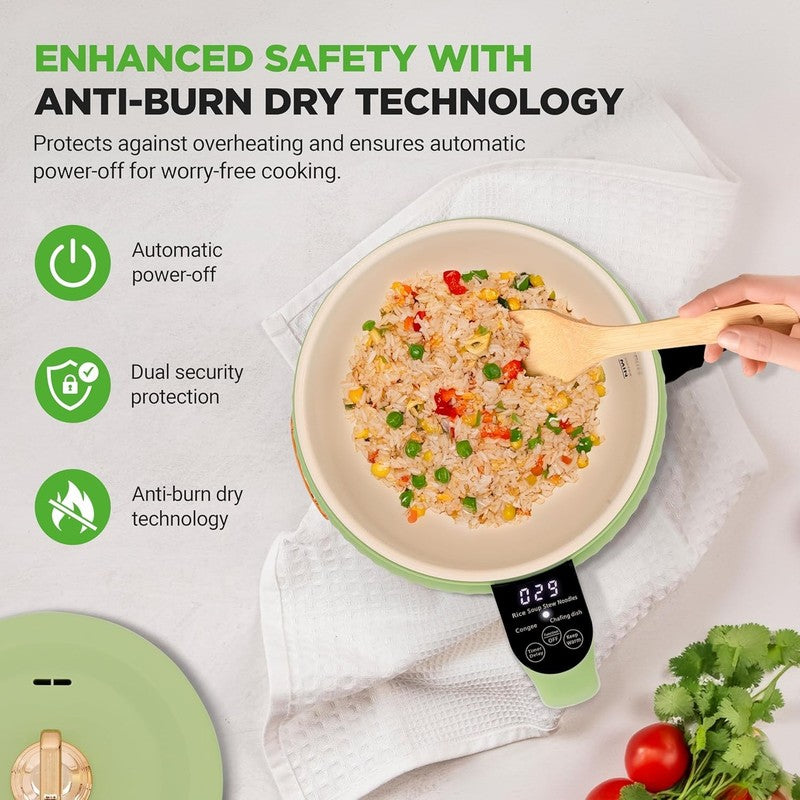 1.6QT Portable Electric Rice Cooker Lunch Maker Nonstick 6 Modes Green4