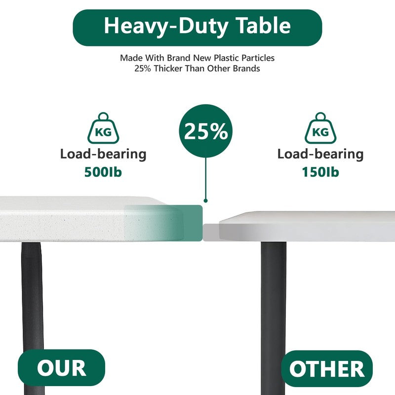 6FT Folding Table, Heavy Duty Portable Table, Waterproof HDPE, Foldable for Picn1