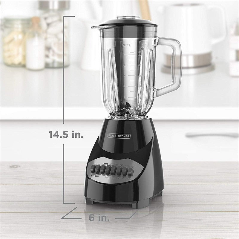 Countertop Blender with 6 Cup Glass Jar, 10 Speed Settings, Black, BL2010BG2