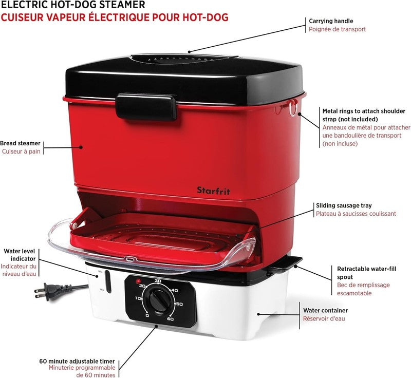 Electric Hot Dog Steamer 12 Dogs Cooker Nestable Easy Storage2