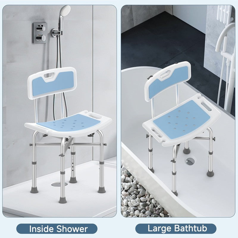 Heavy Duty Shower Chair with Back 500lb Padded Adjustable Bath Stool7