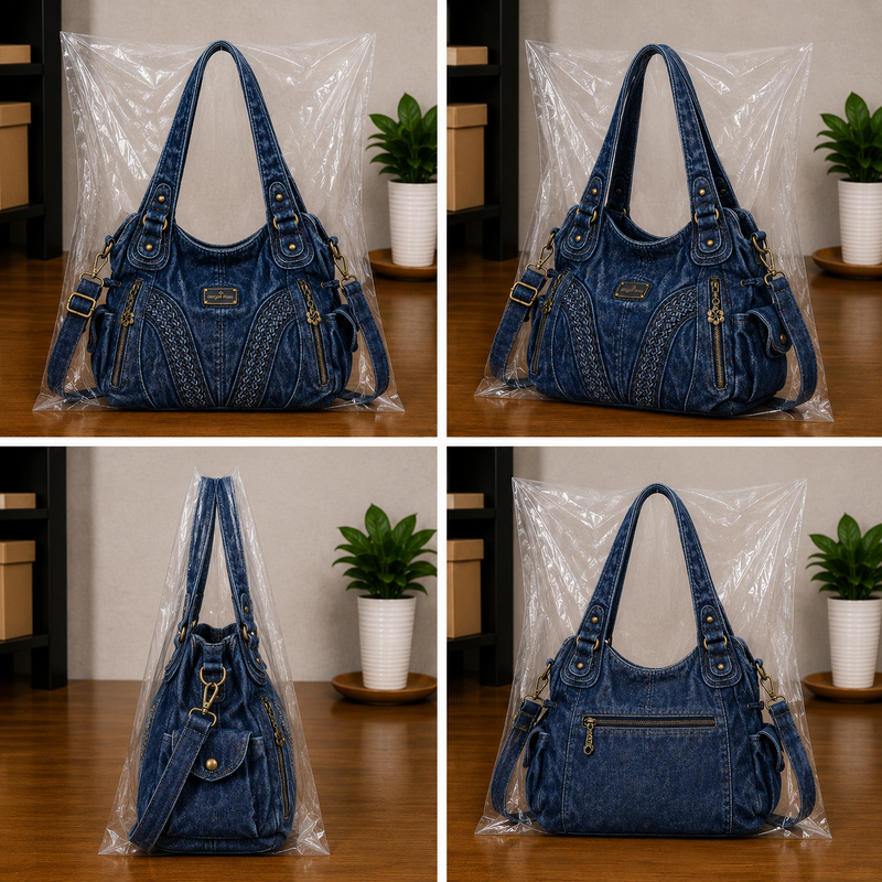Women's Washed Synthetic Leather Tote Satchel Shoulder Bag0