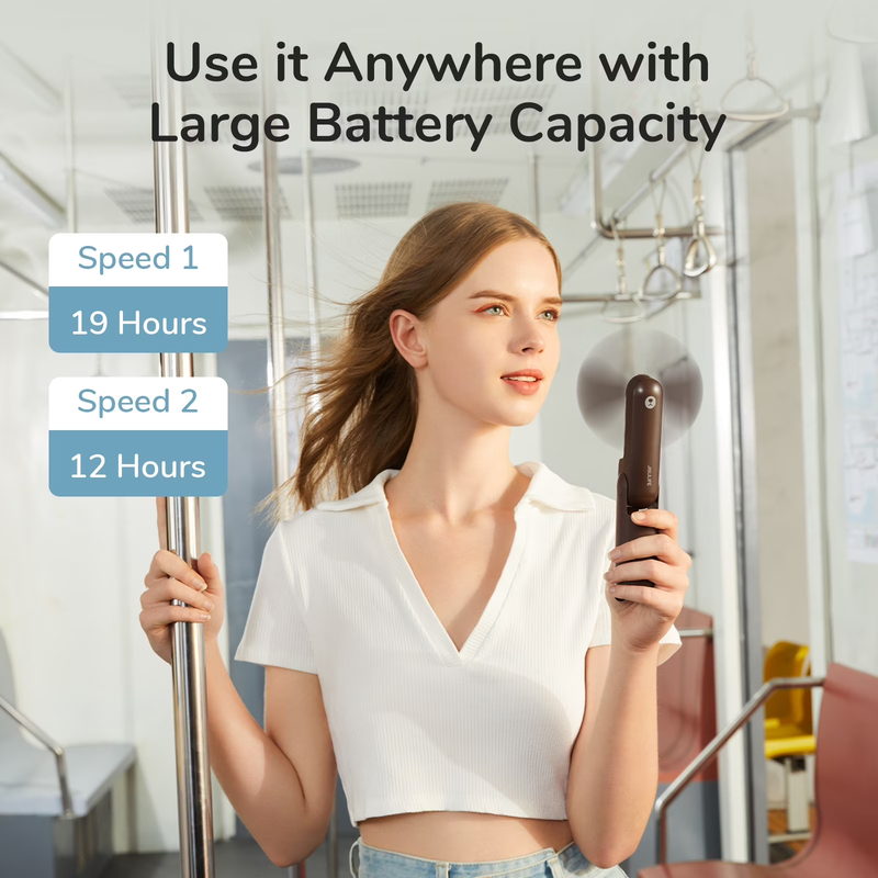 Portable Mini Fan Rechargeable Handheld 3 in 1 Pocket Fan Power Bank Brown5