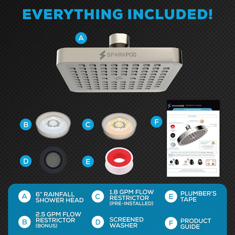 Shower Head - High Pressure Rain - Premium Quality Luxury Design - 1-Min Install8