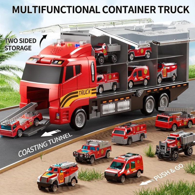 Toddler Boys Toys for 3 5 Years Old, Fire Truck Vehicle Set with Play Mat and Di3