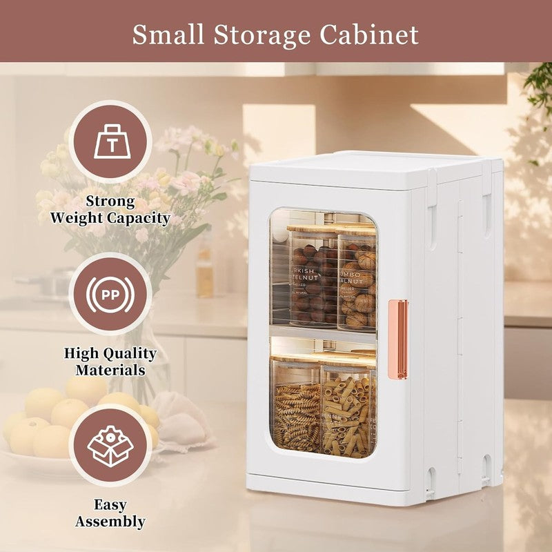 Mini Storage Cabinet with Doors and Shelves Countertop Cabinet Bathroom Storage 4
