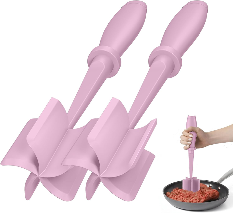 2 Pcs Meat Chopper Hamburger Grinder Ground Beef Turkey Smasher Pink7