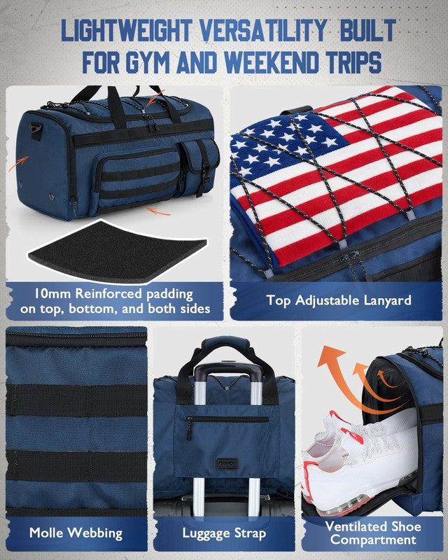 45L Weekender Gym Bag Backpack Travel Duffel Shoe Storage3