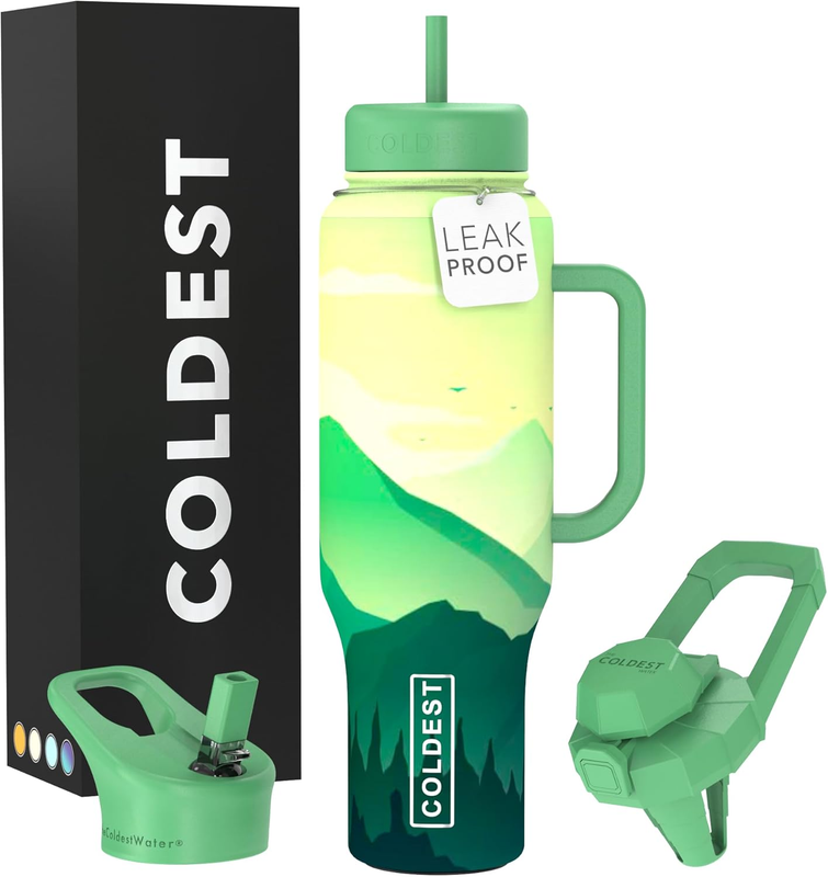 Coldest 46oz Insulated Tumbler with Handle Straw Leak Proof Stainless Steel Cup11