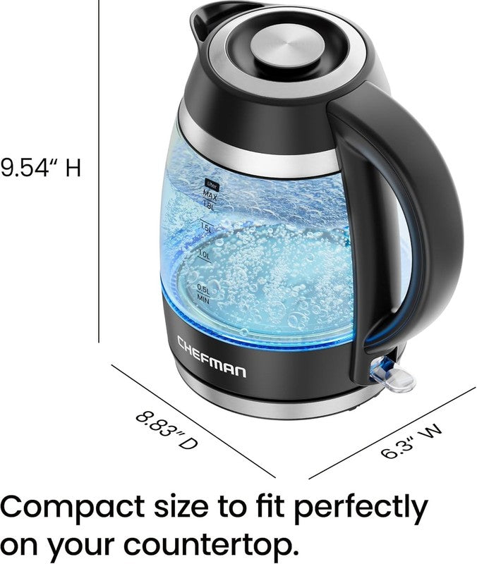 1.8L Electric Kettle, 1500W, Auto Shut Off, BPA Free, Glass & Stainless Steel7