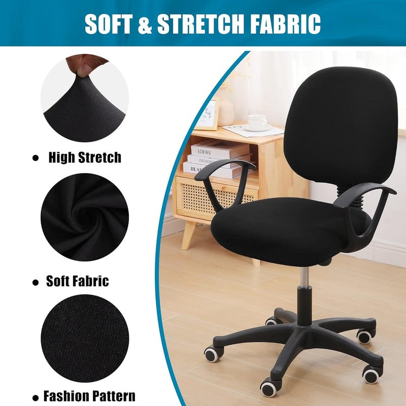 Universal Stretch Chair Covers for Office   Washable Black Slipcovers5