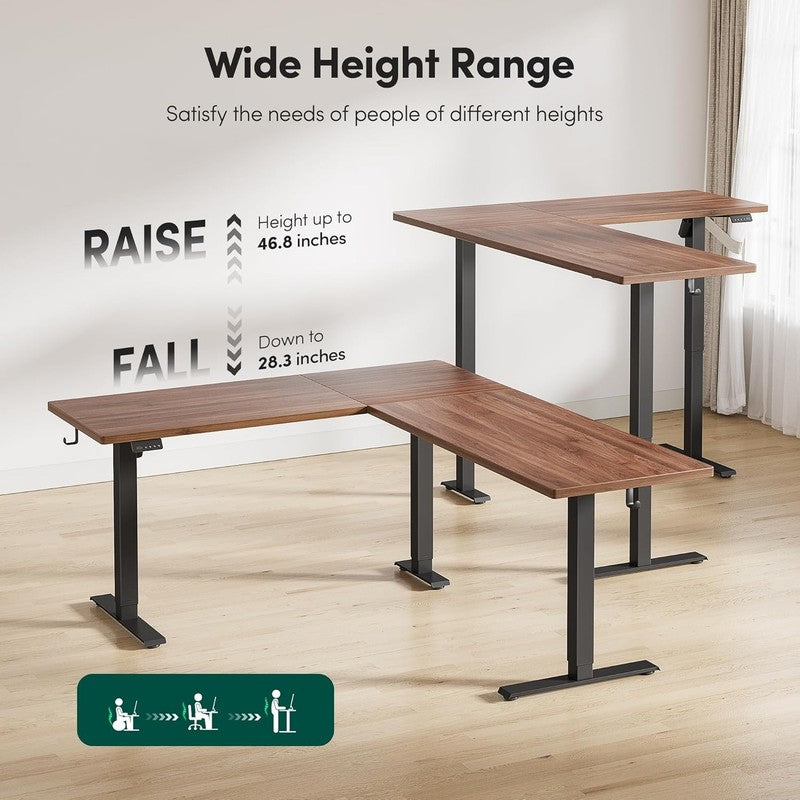 Reversible L-Shaped 63x55 Electric Standing Desk Height Adjustable Walnut5