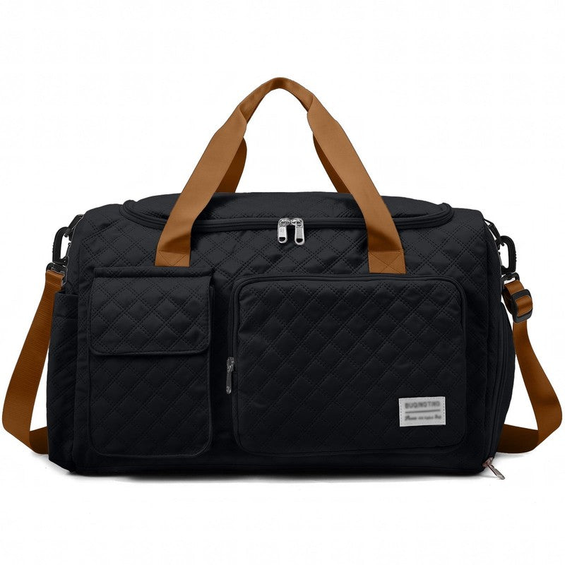 Waterproof Weekender Gym Duffel Bag Shoe Compartment Black Brown8