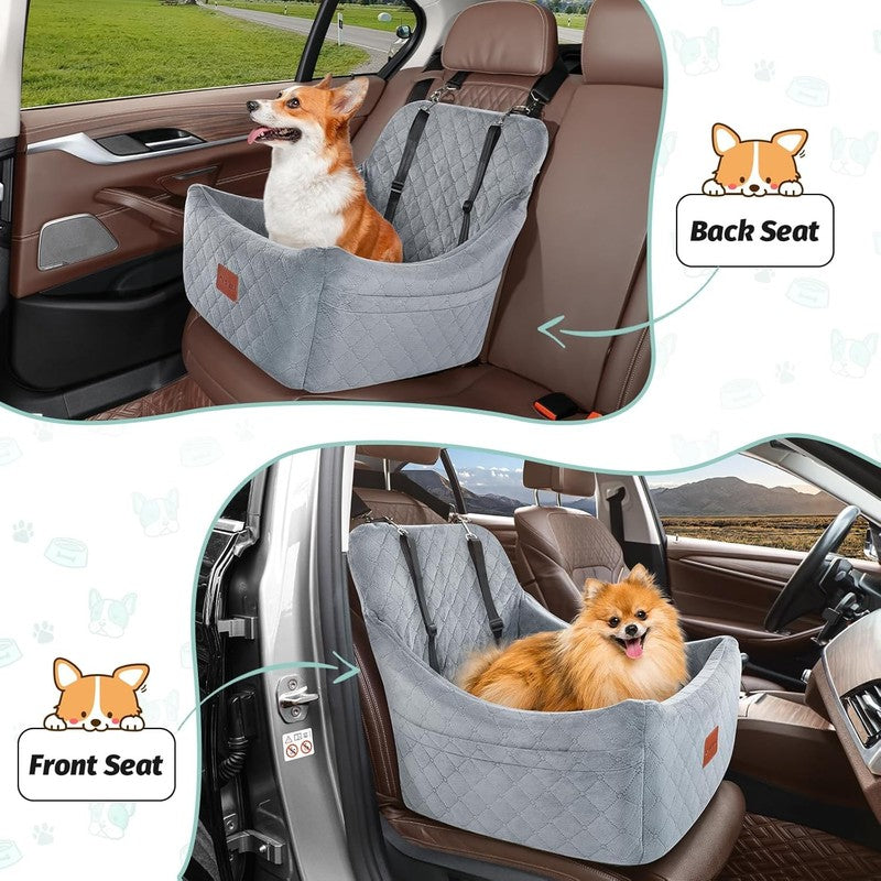 Dog Car Seat for Medium Dogs up to 35lbs Washable Anti Slip Travel Bed Grey5